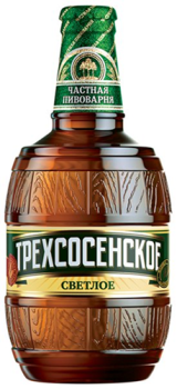 Пиво "ТРЕХСОСЕНСКОЕ светлое Живое" светлое пастеризованное 0,45 л ст/б 4,5%  Россия