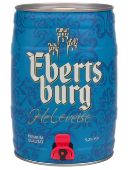 Пиво светлое пастеризованное нефильтрованное неосветленное пшеничное "ЭБЕРТСБУРГ ХЕФЕВАЙЦЕН" 5 л/2 жест. БОЧОНОК 5,2%  Германия