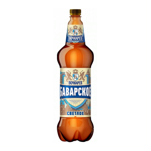 Пивной напиток Бочкарев Баварское Светлое пастер 4.3% 1.2л пэт РОССИЯ
