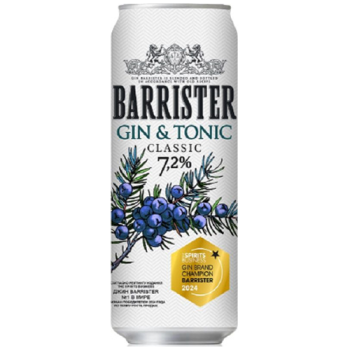 Коктейли "Barrister" Gin & Tonic Classic, in can, 0.45 л