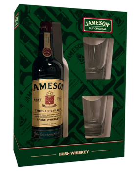 Джемесон Виски ирландский купажированный  п/у + 2 бокала/стакана 0,7л/6 Ирландия