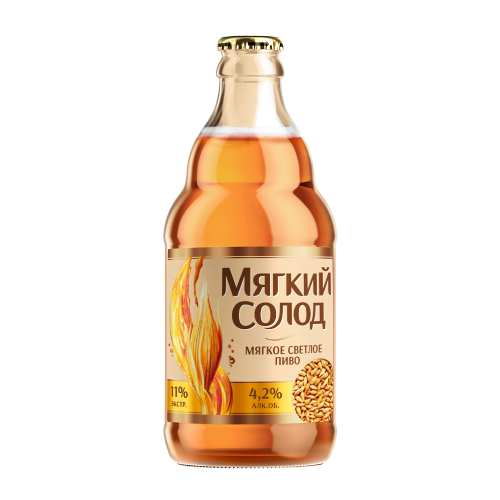 Пиво светлое Трехсосенское “Мягкий солод” 4.2, 0.45 л, стекло