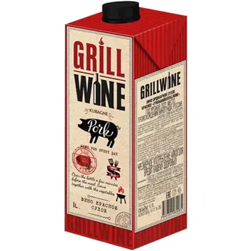 Вино "ГрильВайн" Красное сухое, Тетра Пак, 1 л