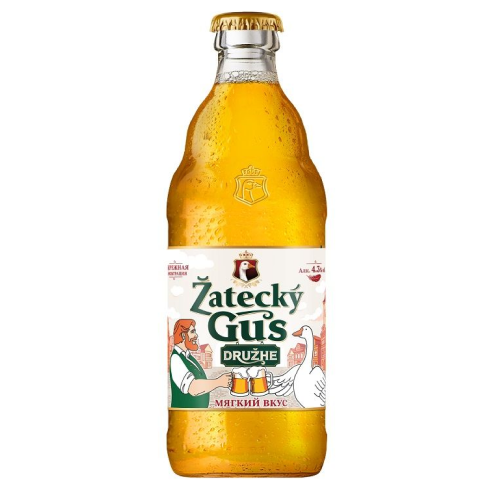 Пиво светлое «Жатецкий Гусь Друже» («Zatecky Gus Druzhe») пастеризованное 0,45 л ст/б  4,3%  Россия