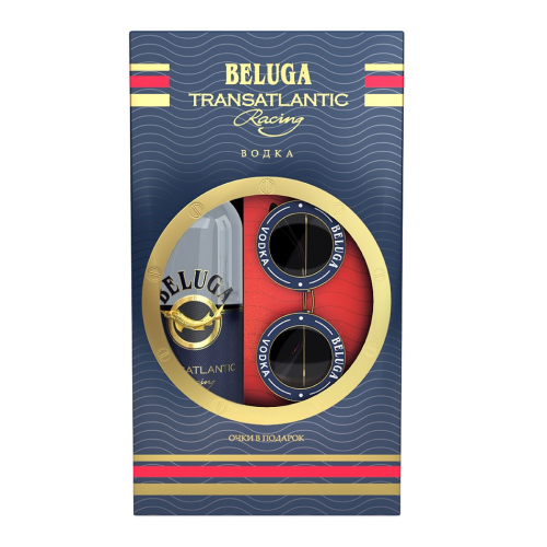 Водка Beluga Transatlantic + очки в подарочной упаковке, 0.7л