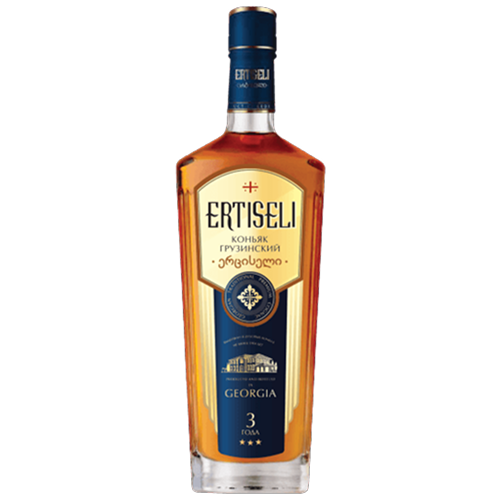 Коньяк грузинский ординарный трехлетний «Трехлетний» торговой марки ЭРТИСЕЛИ 0,5 л Грузия