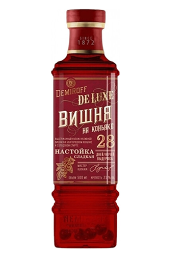 Настойка сладкая "ДЕМИРОФФ "ВИШНЯ НА КОНЬЯКЕ" 0,5 л Россия