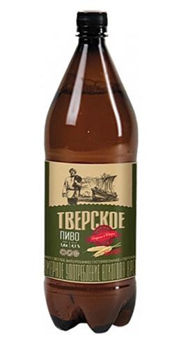 Пиво светлое фильтрованное пастеризованное "Тверское" 1,4 л ПЭТ 4,1% 