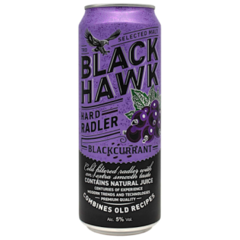 Пивной напиток ЧЕРНЫЙ ЯСТРЕБ СО ВКУСОМ ЧЕРНОЙ СМОРОДИНЫ пастеризованный 0,43 л/12 БАНКА 5% Россия