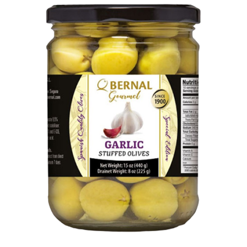 Оливки фарш чесноком Bernal GOURMET стекло 436 гр