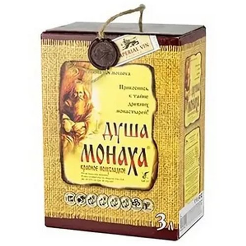 Вино полусладкое красное "ДУША МОНАХА" 3 л Россия