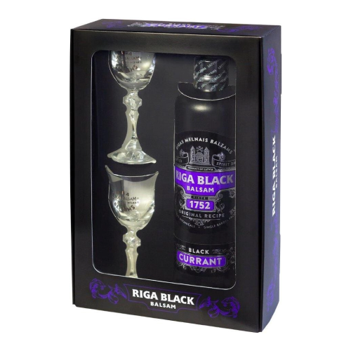 Ликер Riga Black Balsam Currant, gift box with 2 glass, 0.5 л