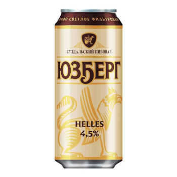 Пиво "Юзберг" Хеллес, в ж/б, 0.45 л