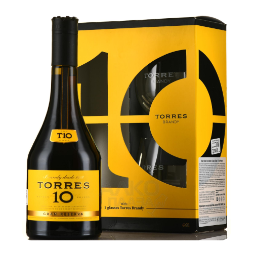Набор "Torres 10" Gran Reserva, gift box with a glass