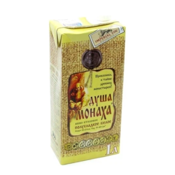 Вино Очаково, "Душа Монаха" Белое полусладкое, тетра-пак, 1 л
