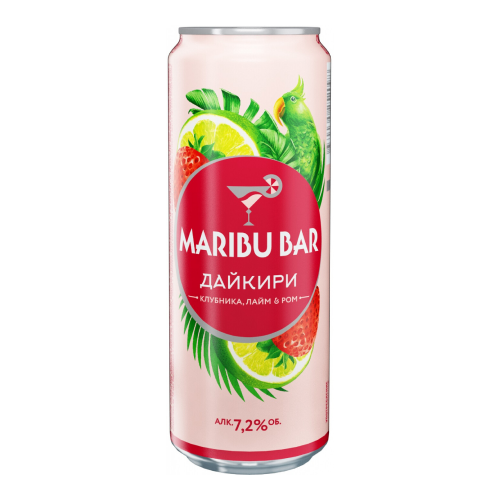 Коктейли "Maribu Bar" Daiquiri Strawberry, Lime & Rum, in can, 0.45 л