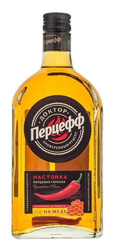 Настойка горькая "ДОКТОР ПЕРЦЕФФ НА МЕДУ" 0,5 л Россия