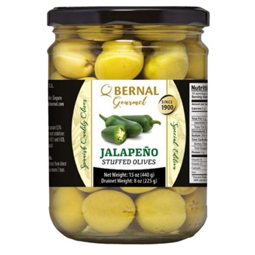 Оливки фарш халапеньо Bernal  стекло 436 гр