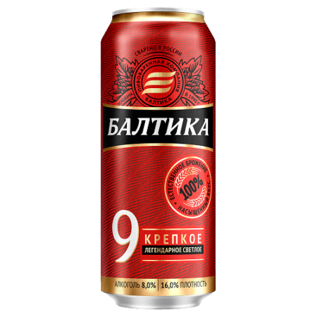 Пиво "Балтика" №9 Крепкое, в жестяной банке, 0.45 л