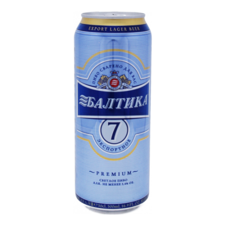 Пиво "Балтика №7" Экспортное, в жестяной банке, 0.45 л