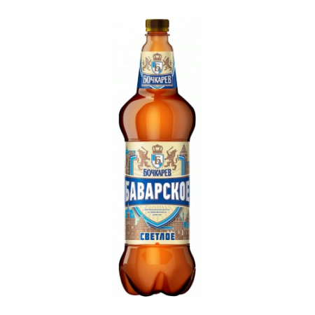 Пивной напиток Бочкарев Баварское Светлое пастер 4.3% 1.2л пэт РОССИЯ