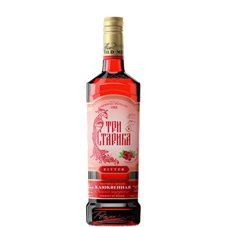 Ликер "Три старика" Клюквенная, настойка горькая, 0.5 л