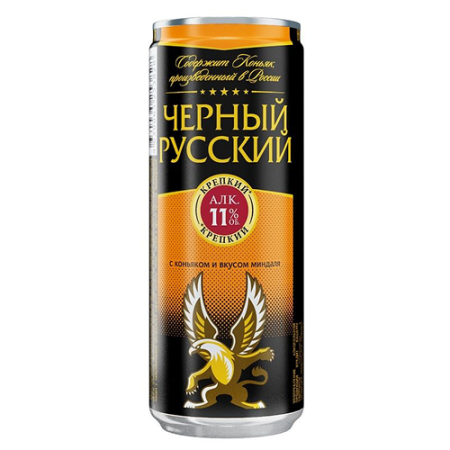 Коктейли "Черный Русский" Особый, С коньяком и вкусом миндаля ж\б 0.33 л