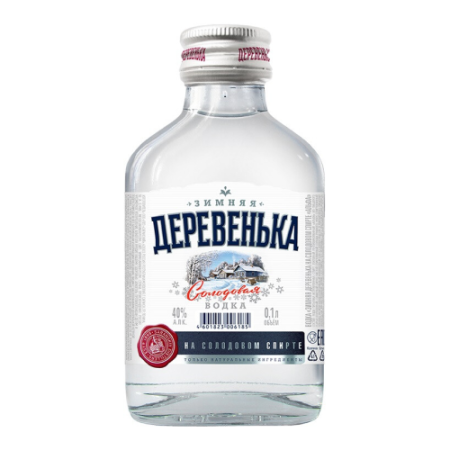 Водка "Зимняя деревенька", фляжка, 100 мл
