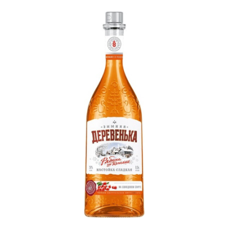 Ликер "Зимняя деревенька" Рябина на коньяке, настойка сладкая, 0.5 л
