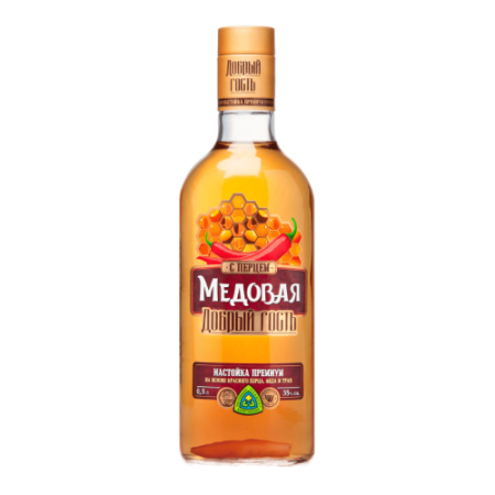 Настойка Добрый гость Медовая с перцем горькая 35% 0,5 л