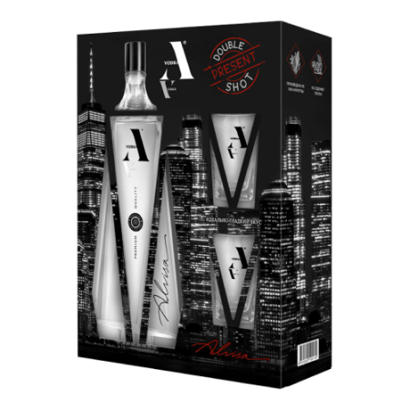 Водка "Vodka A", gift box with 2 shots, 0.7 л