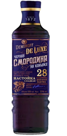 Настойка сладкая "ДЕМИРОФФ "ЧЕРНАЯ СМОРОДИНА НА КОНЬЯКЕ"  0,25 л Россия
