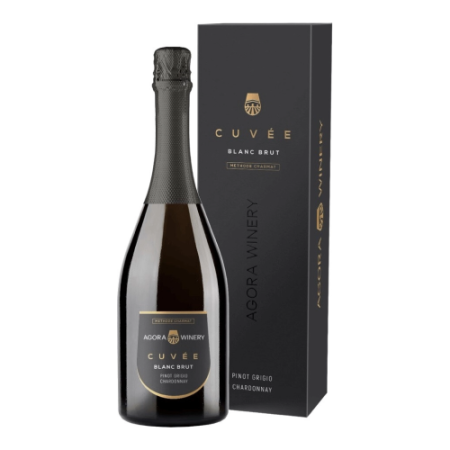 Игристое вино "Agora Cuvee" Pinot Grigio Chardonnay Brut, gift box